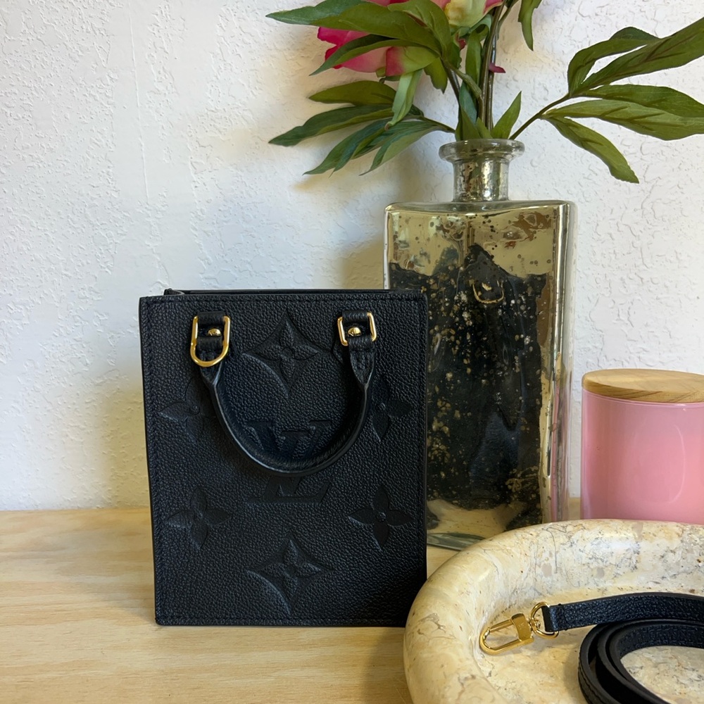 Louis Vuitton Black Petit Sac Plat Mini Bag with Gold Hardware
